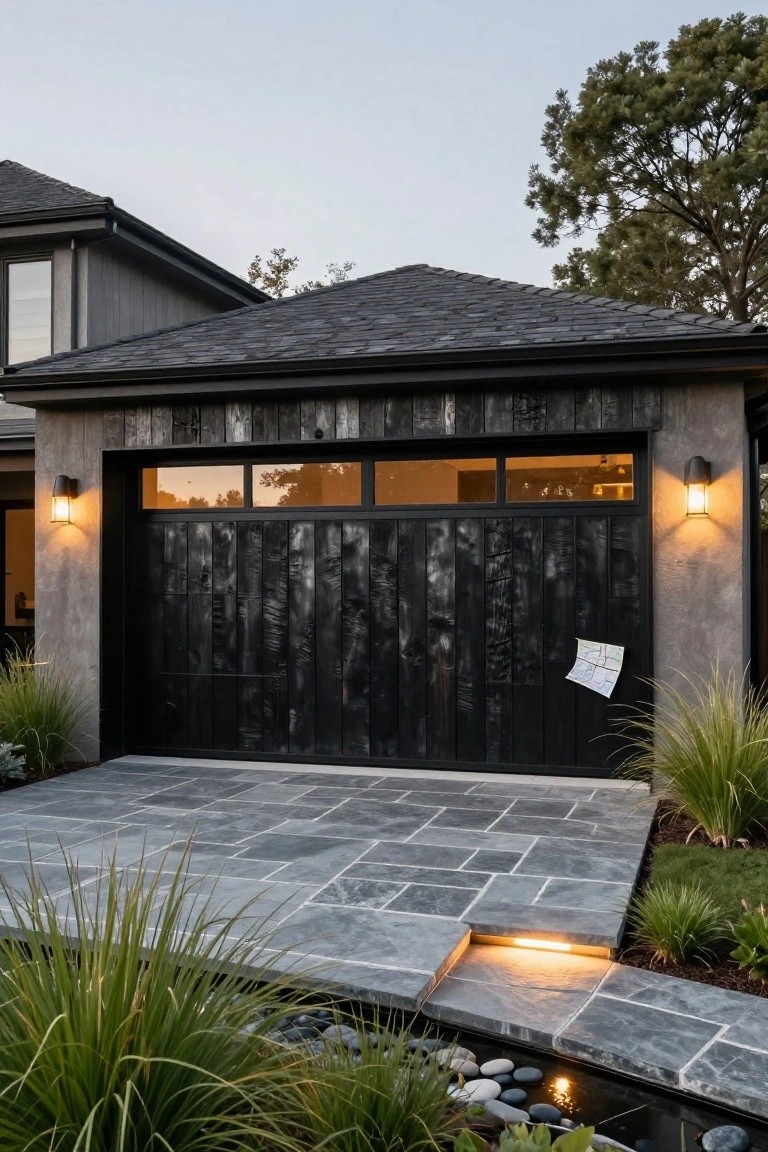 Black Charred Wood Garage Door