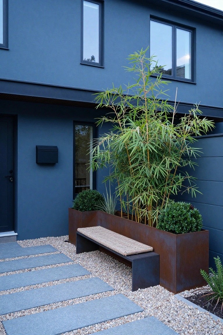 Tall Bamboo in Corten Planters