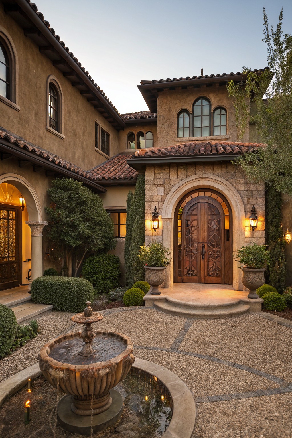 Dark Wood Arched Entry Doors