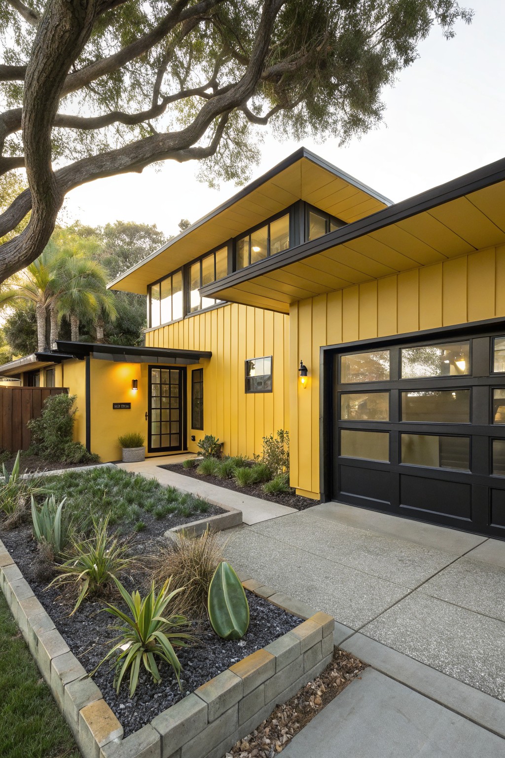 Modern Yellow Siding with Black Trim