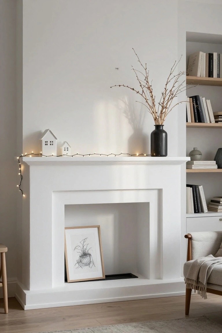 Fairy Lights on a White Mantel