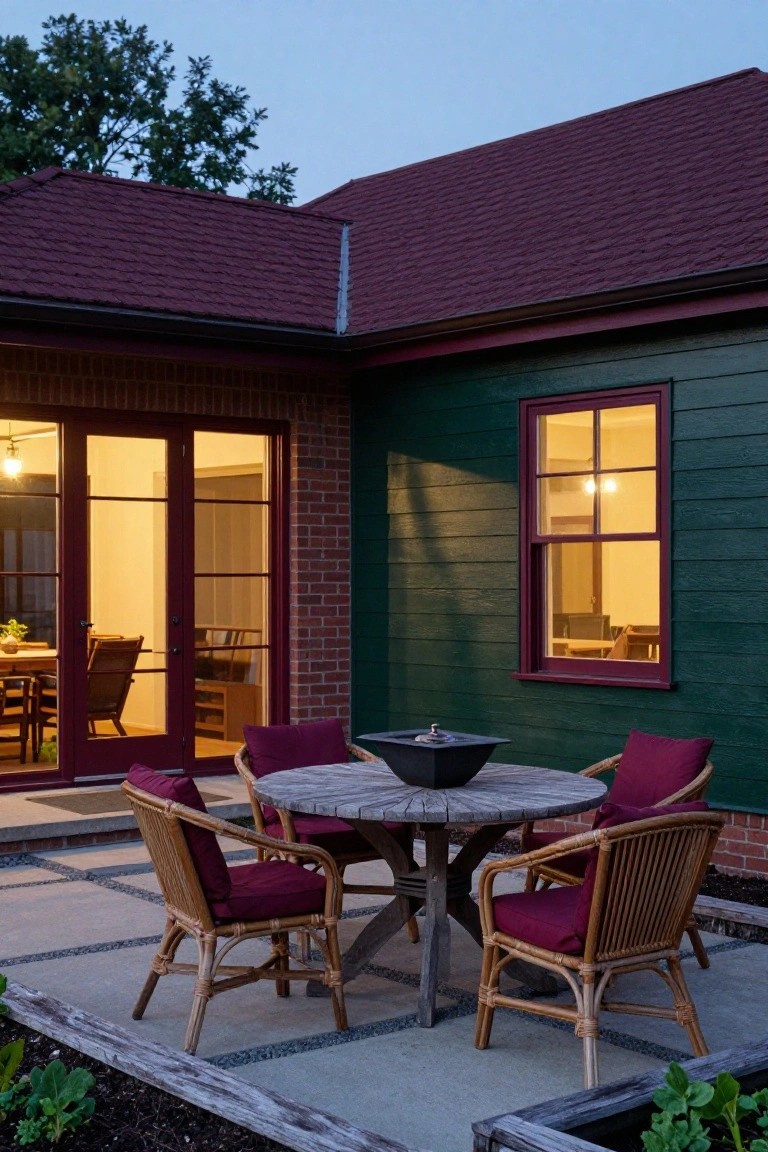 Cozy Outdoor Table by the House Wall
