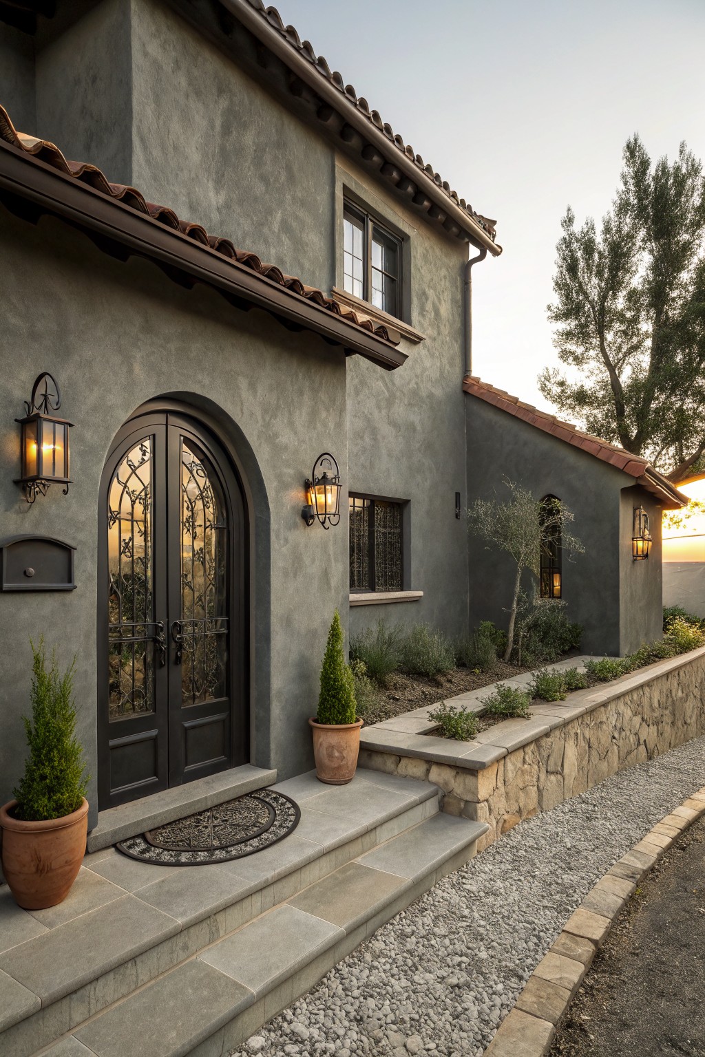 Arched Wrought-Iron Entry Door