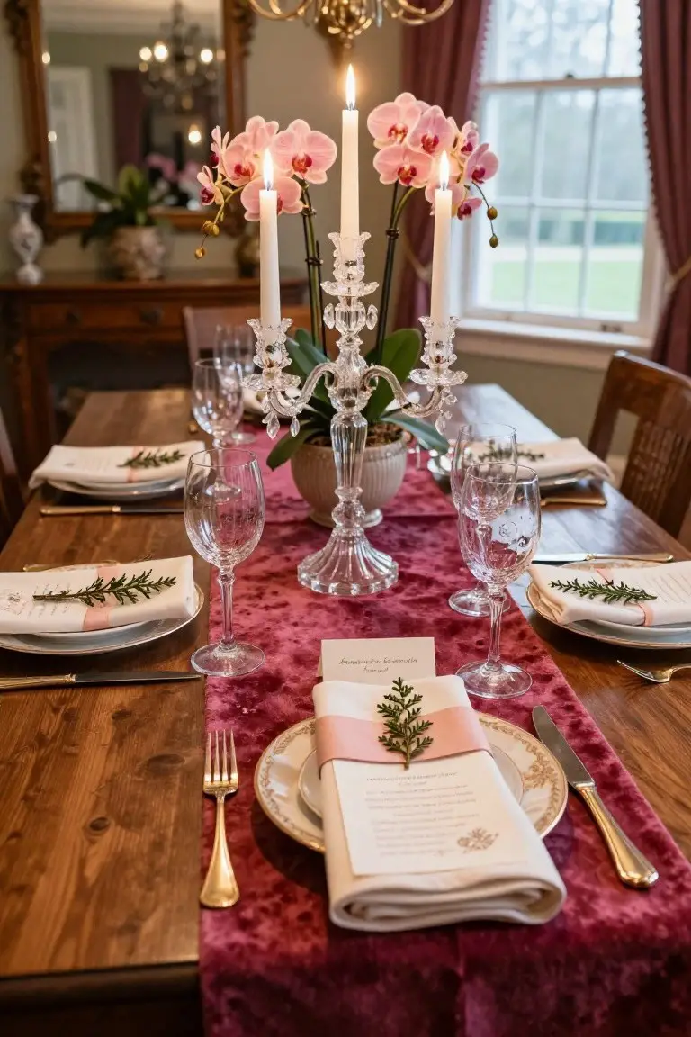 Pink Velvet Table Runner