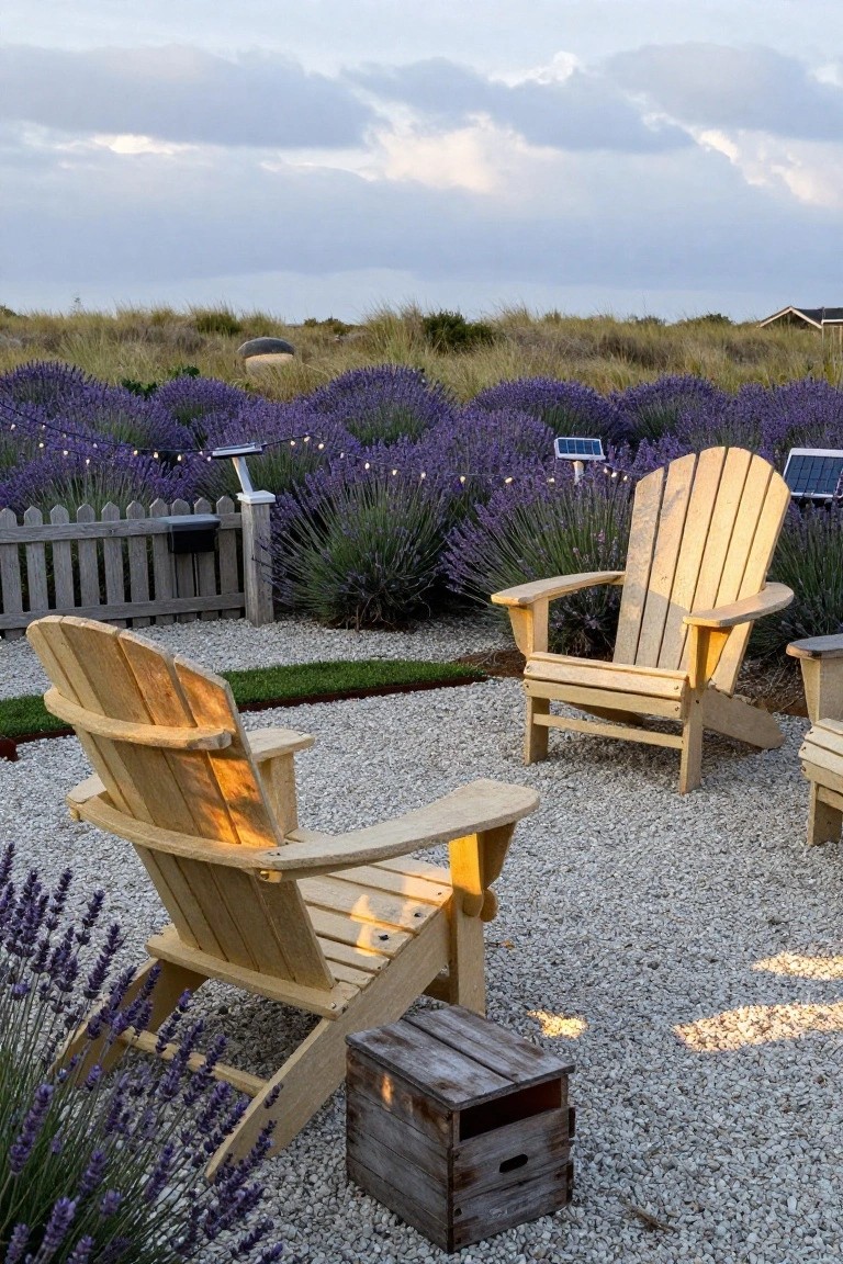 Garden Patios Lit by Solar String Lights