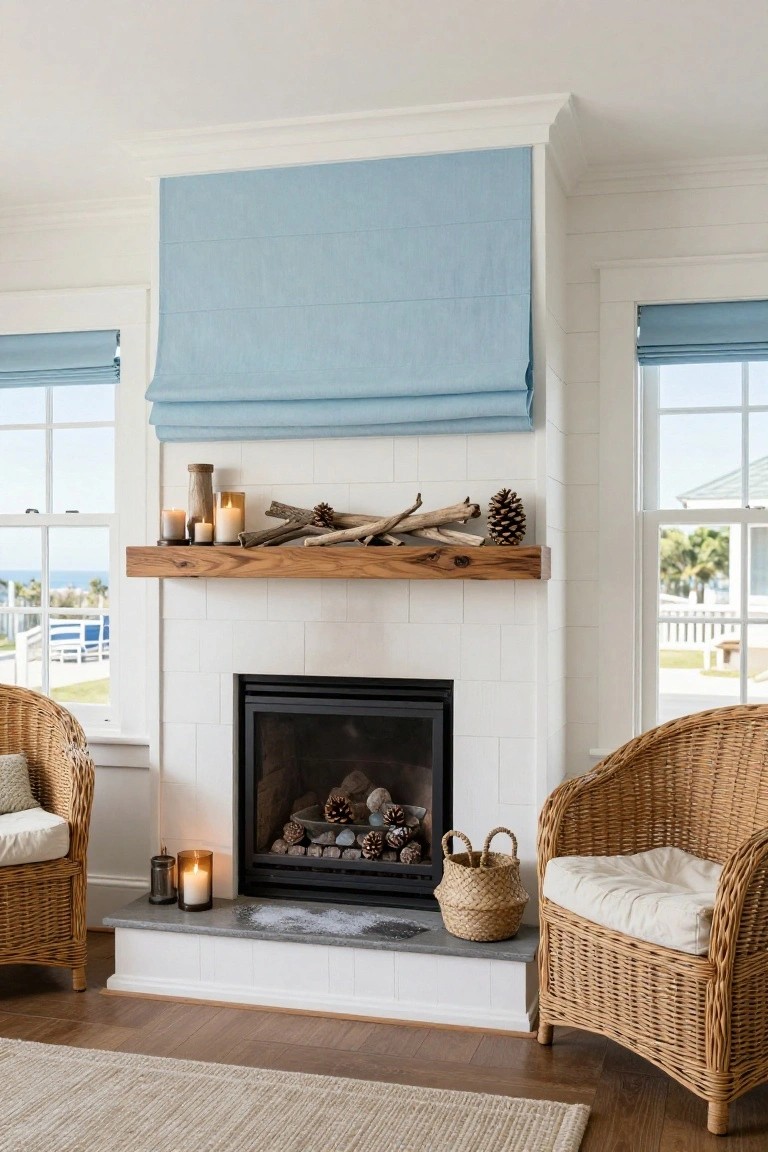 Driftwood and Pinecone Mantel Accents