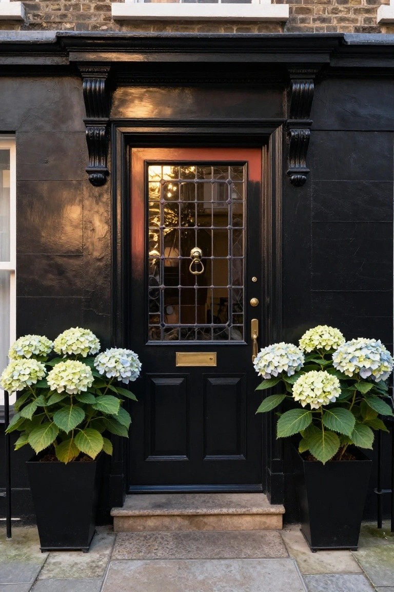 Black Facade with Red Glass Door