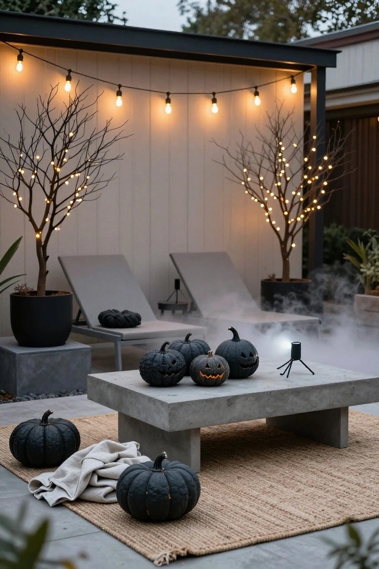 Black Pumpkins for Spooky Patio Drama