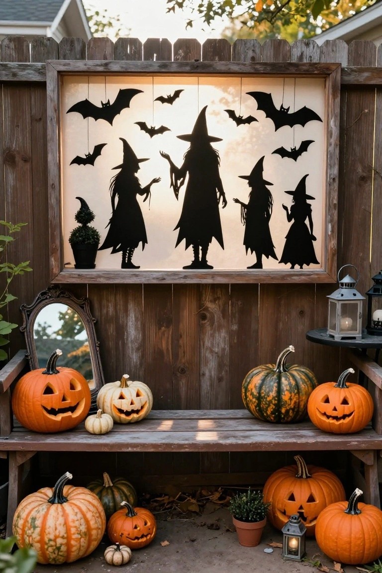 Halloween Silhouette Display on the Fence