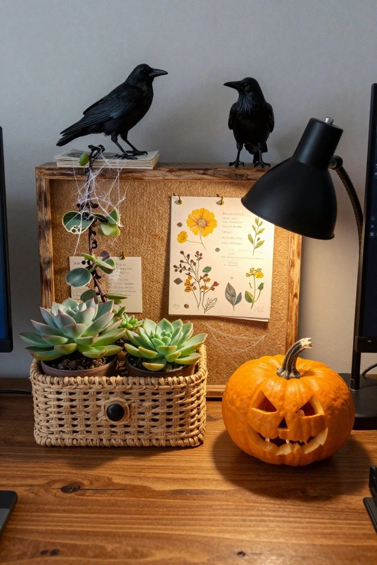 Bulletin Board Halloween Scene with Crows