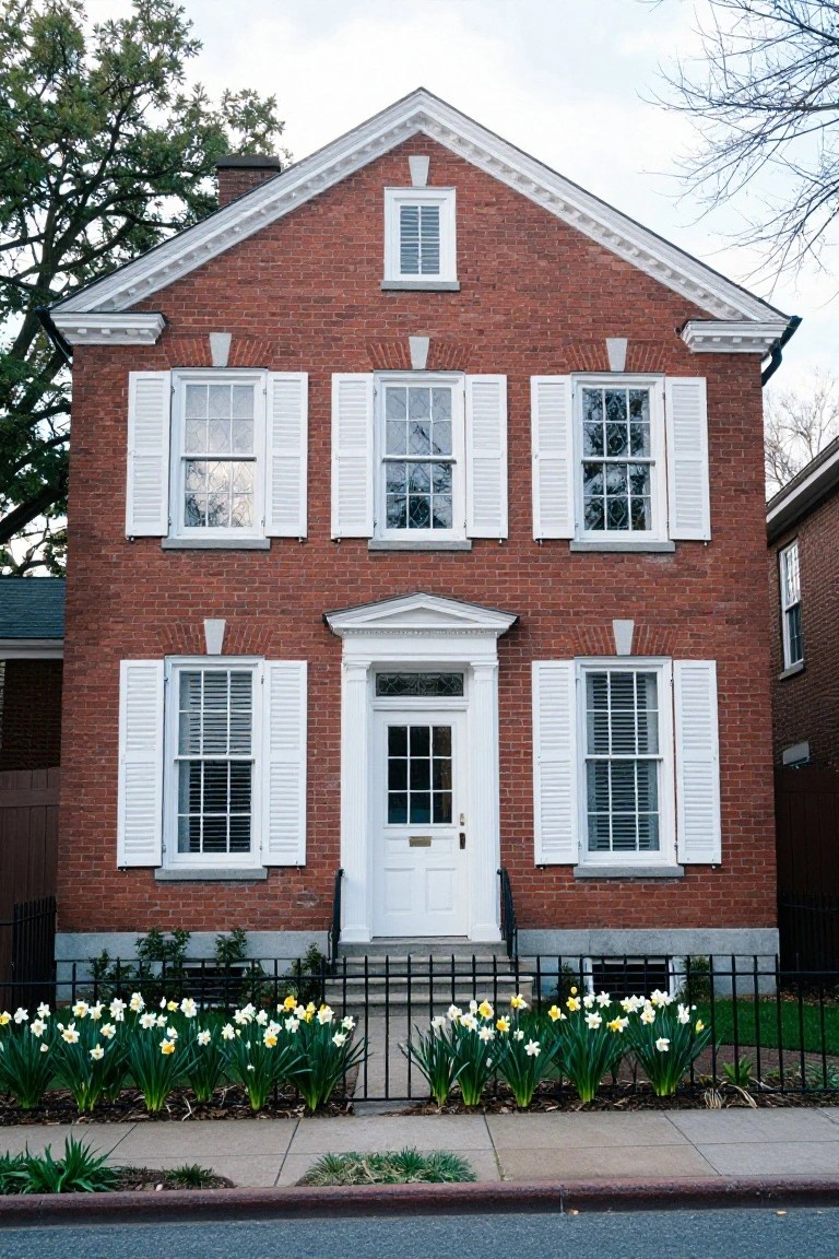 Crisp White Trim on Brick Windows