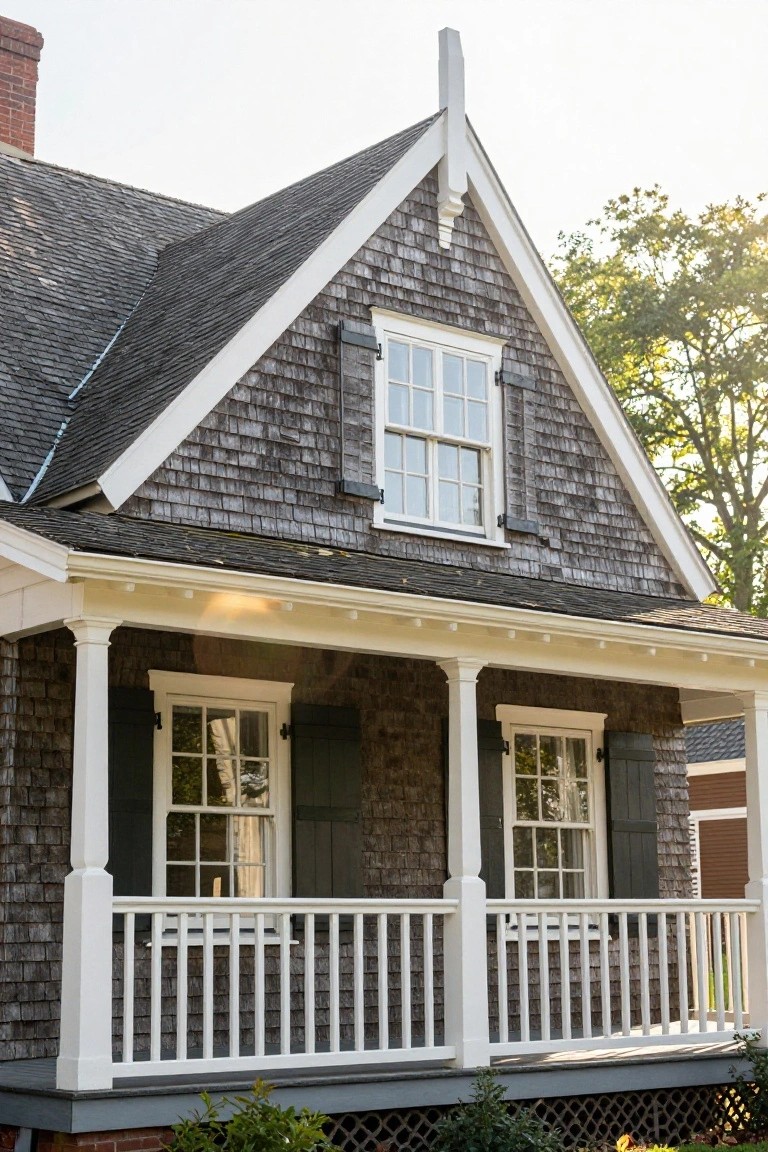 Crisp White Trim on Shingle Siding