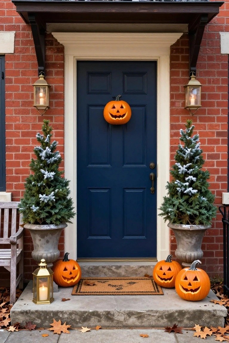 Symmetrical Trees Frame a Pumpkin Entry