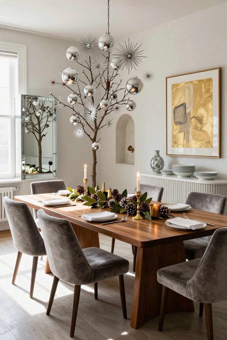 Hanging Metallic Tree Chandelier