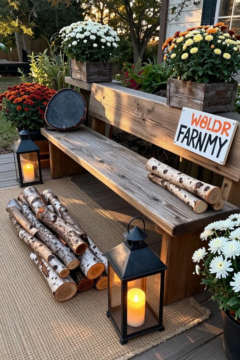 Rustic Deck Bench Nook