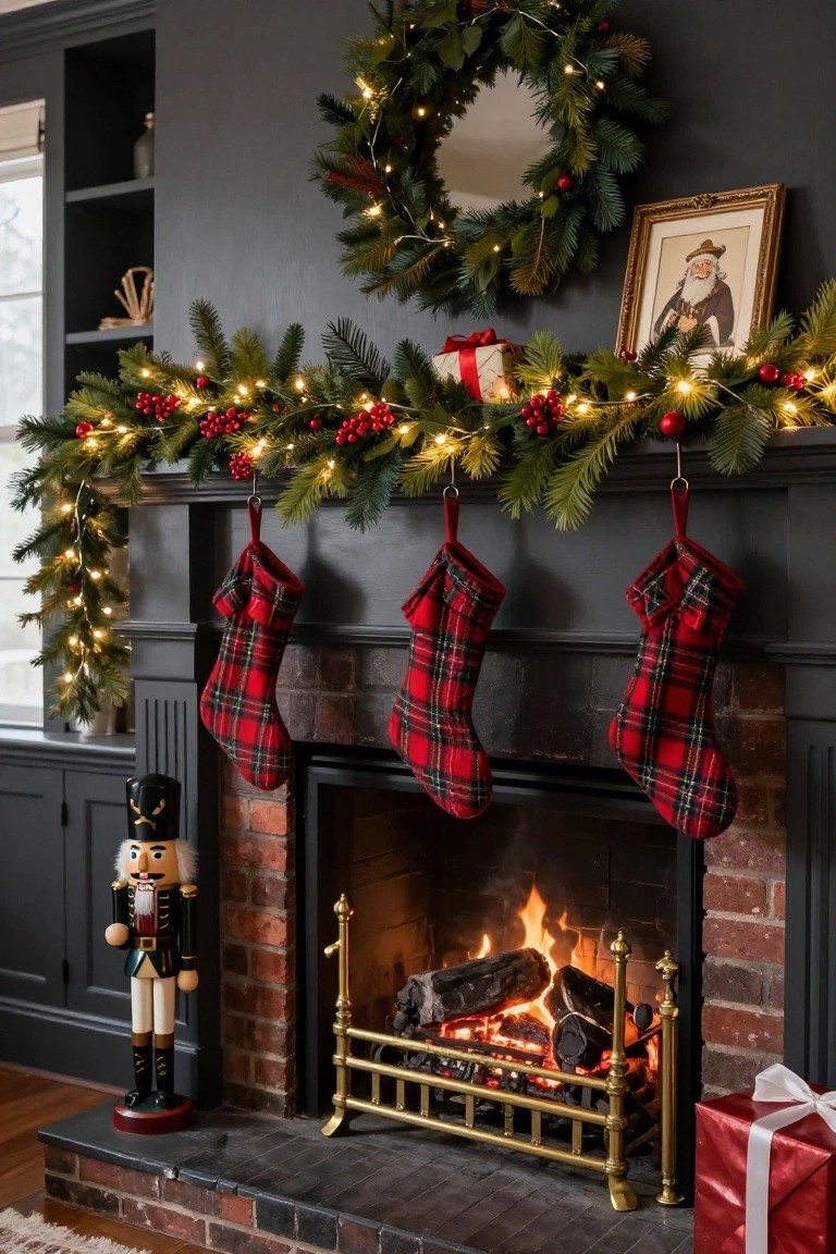 Twinkling Garland Over the Mantel