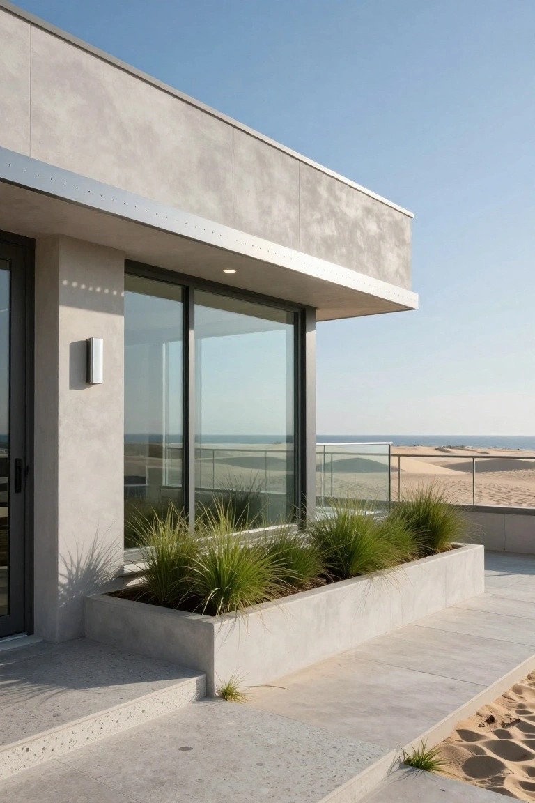 Cantilevered Metal Awnings for Coastal Windows