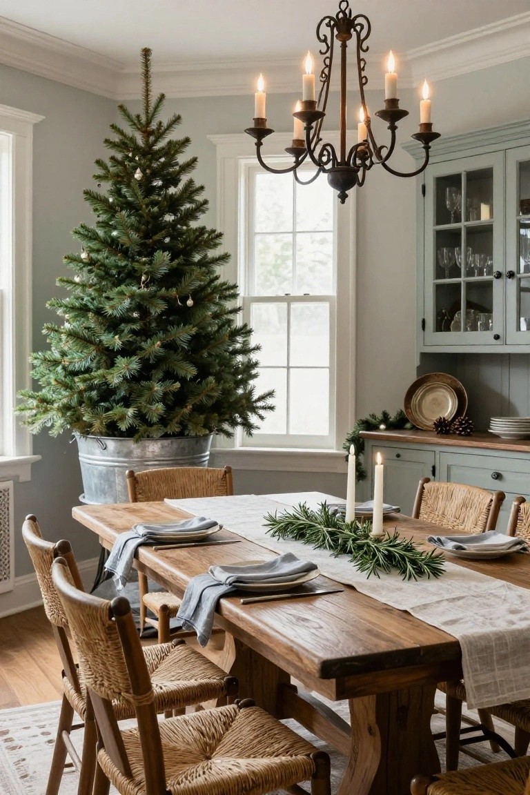 Potted Christmas Tree in a Galvanized Bucket