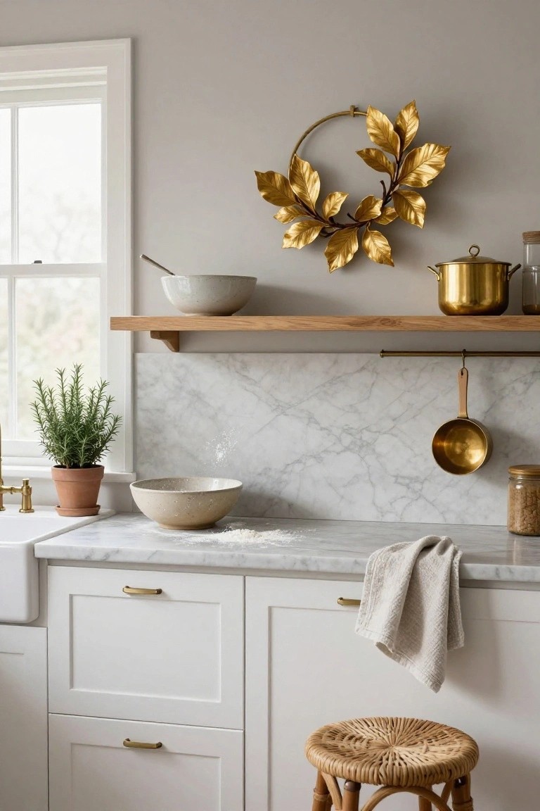 Gold Wreath on the Kitchen Wall