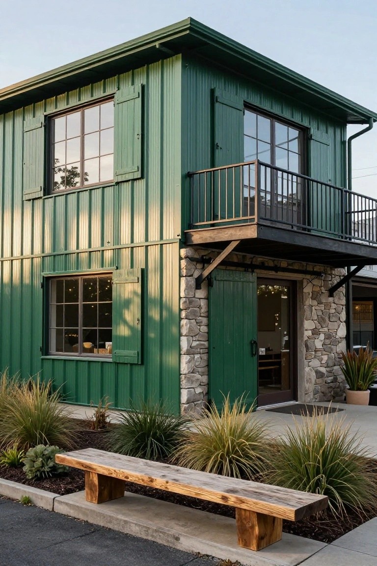 Green Corrugated Metal Siding