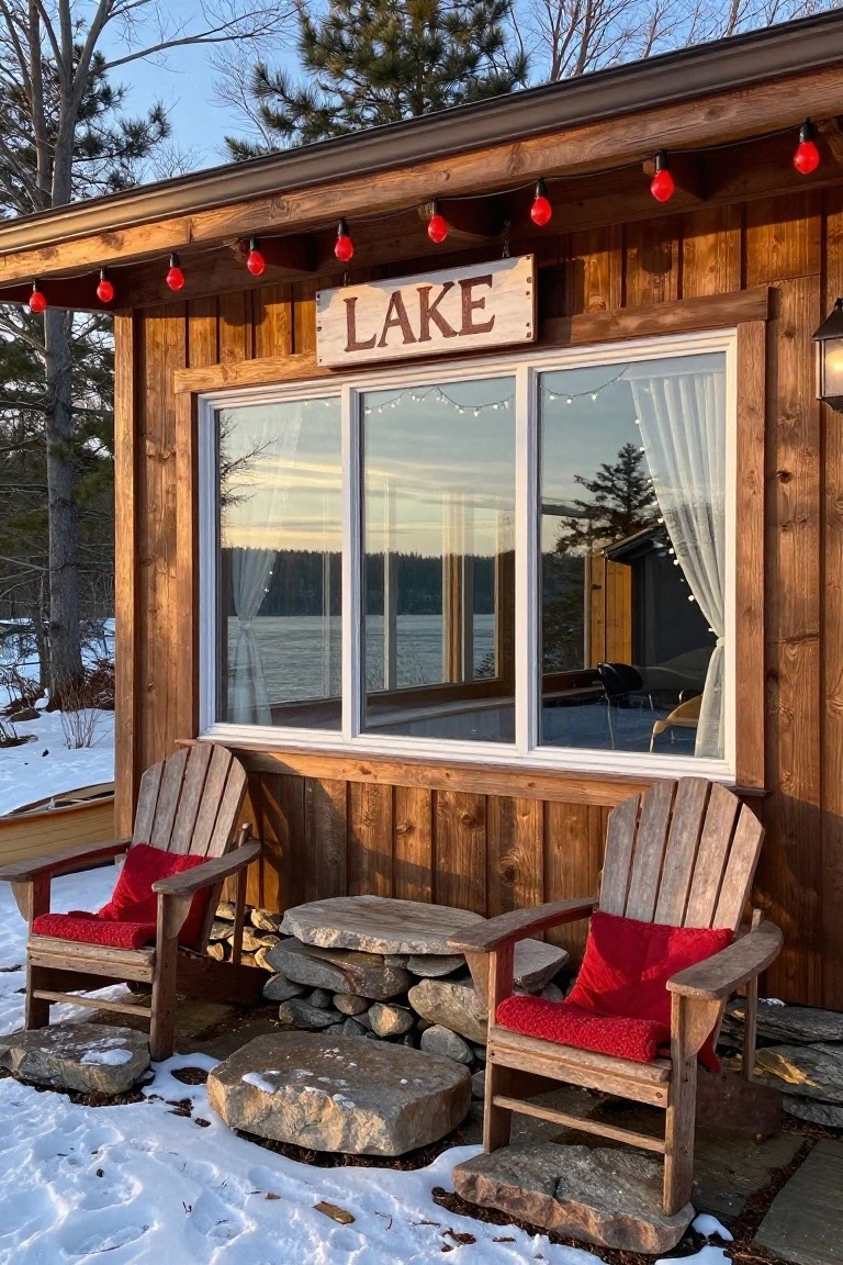 Wooden cabin exterior with 