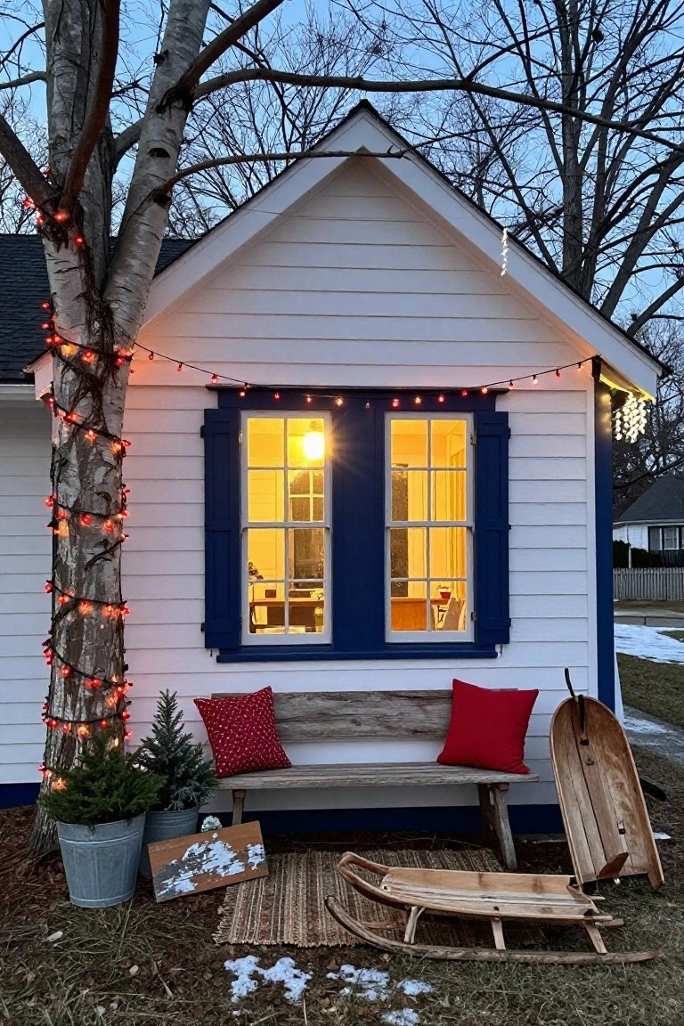 Wrapping Tall Trees in Red String Lights