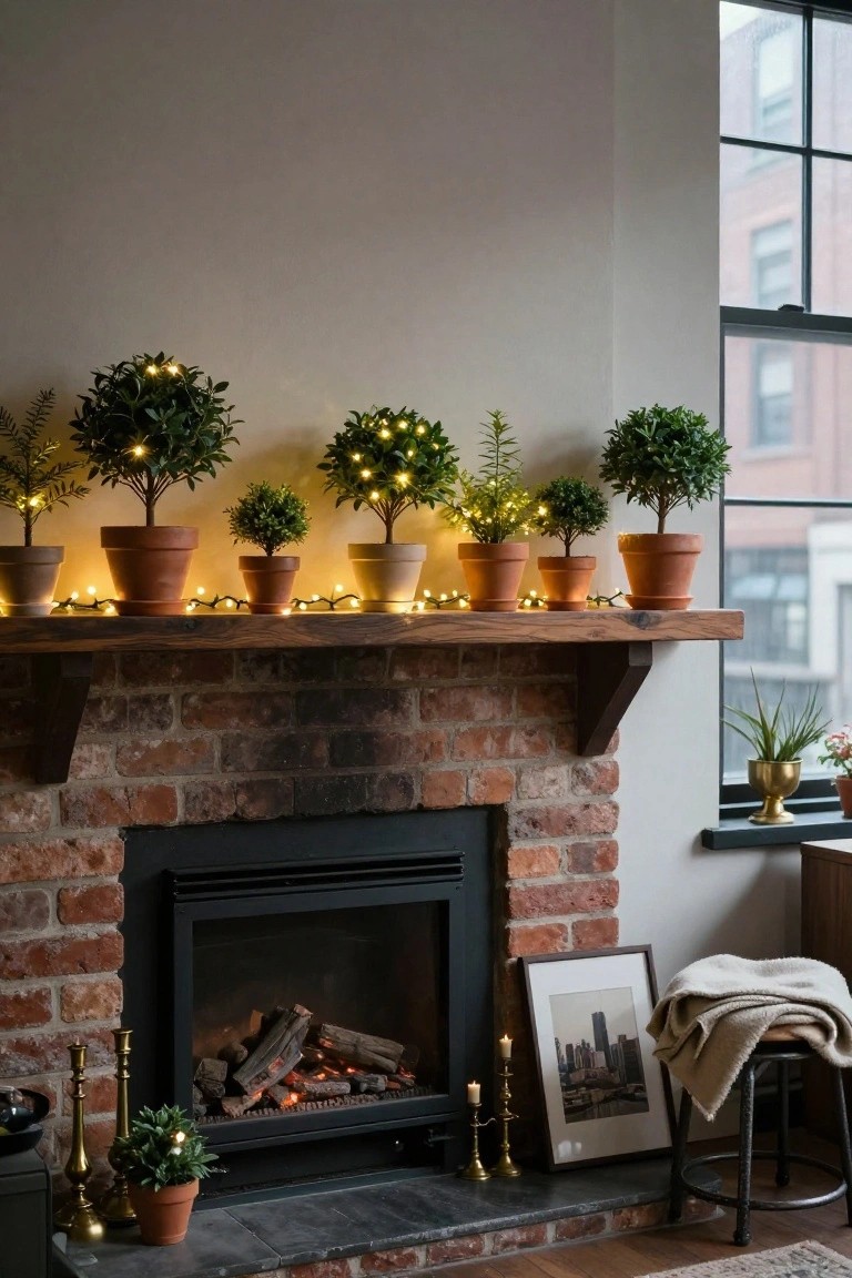 Boxwoods Wrapped in Fairy Lights