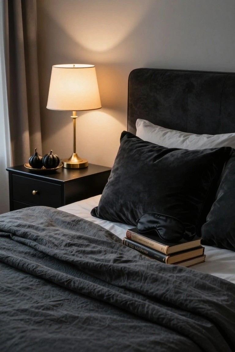Black Velvet Bedroom for Halloween Glam