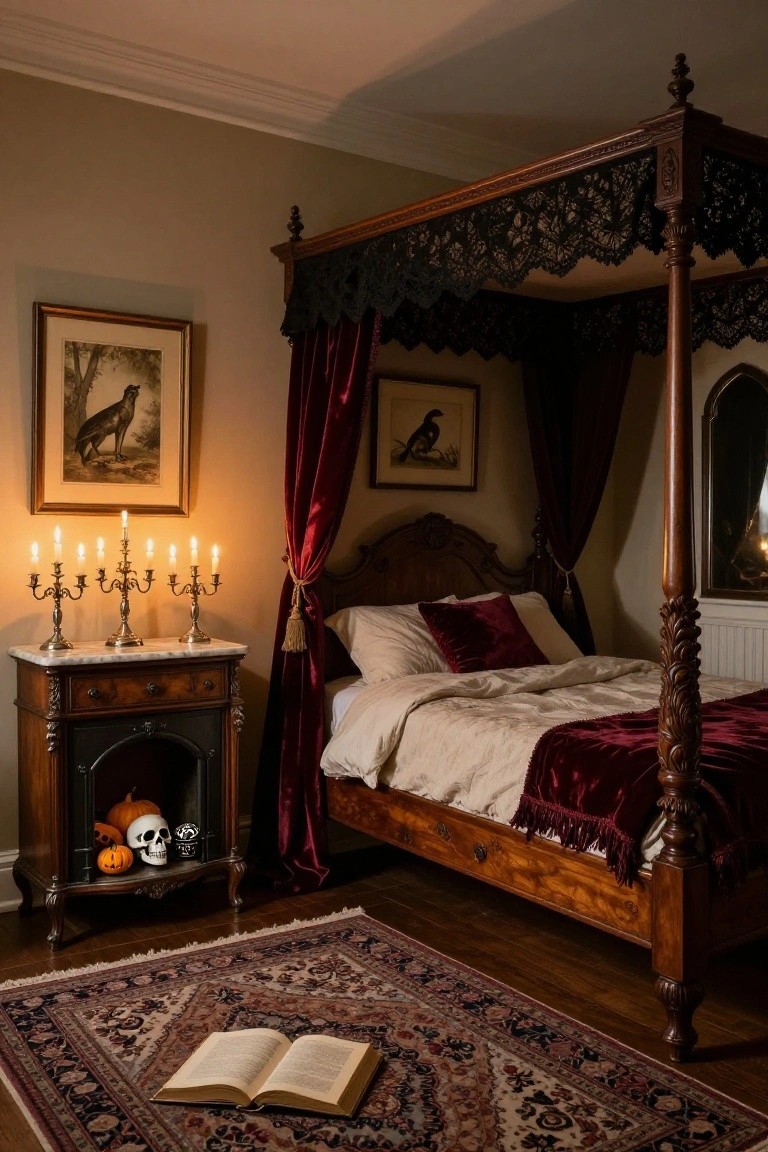 Four-Poster Bed with Gothic Drapery