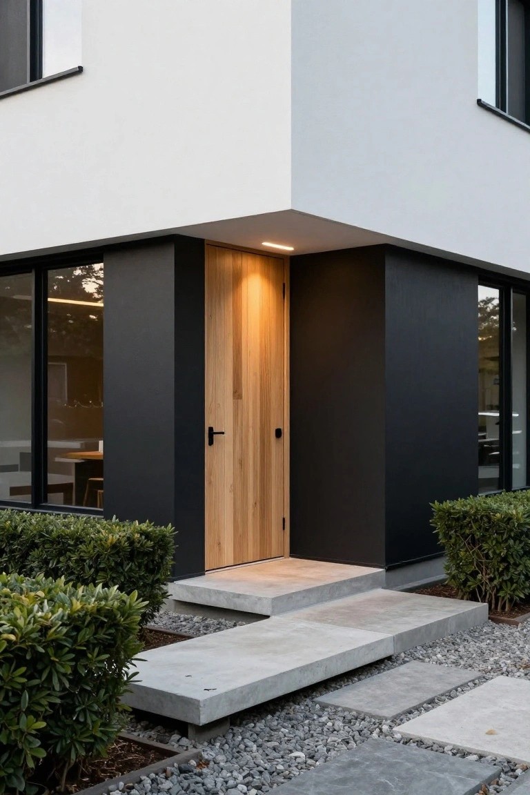 Wood Door Accent on Neutral Facade