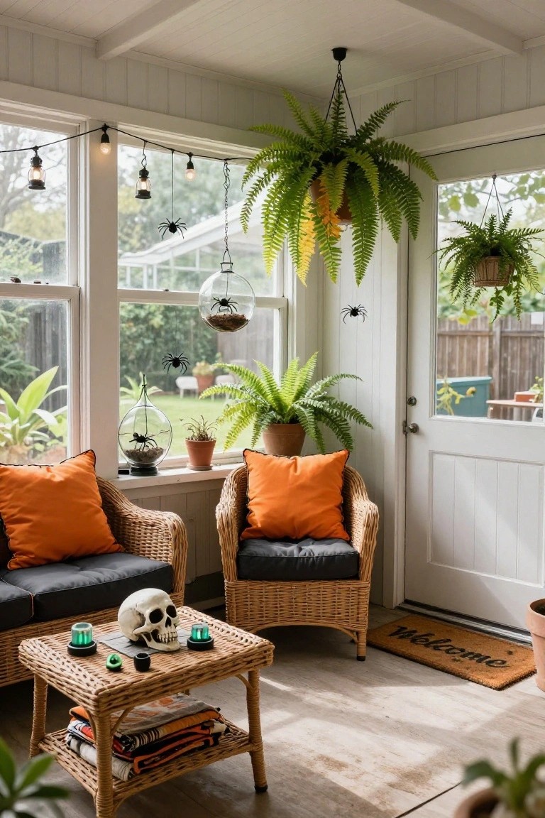 Halloween Mudroom Bench Setup