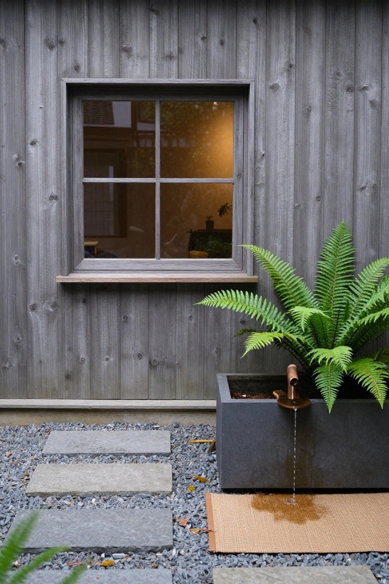 Exterior Window with Fern Drip Planter