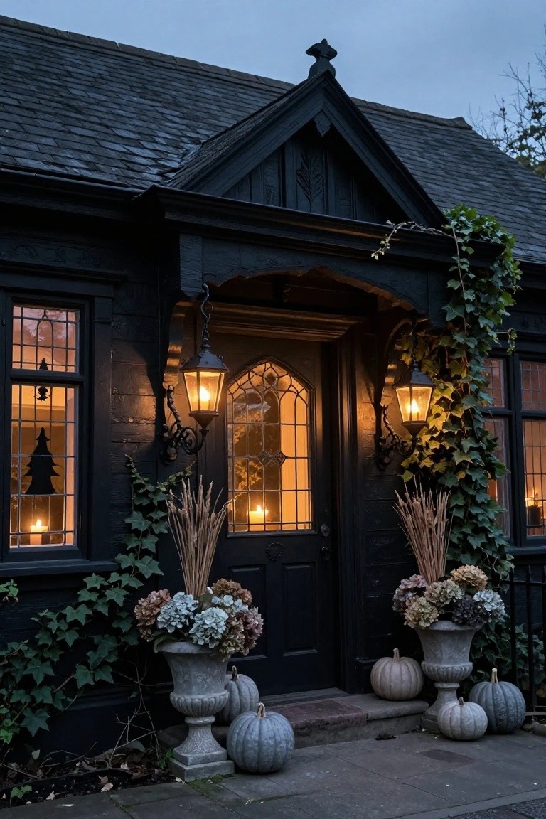 Hay Bales and Pumpkins on the Porch