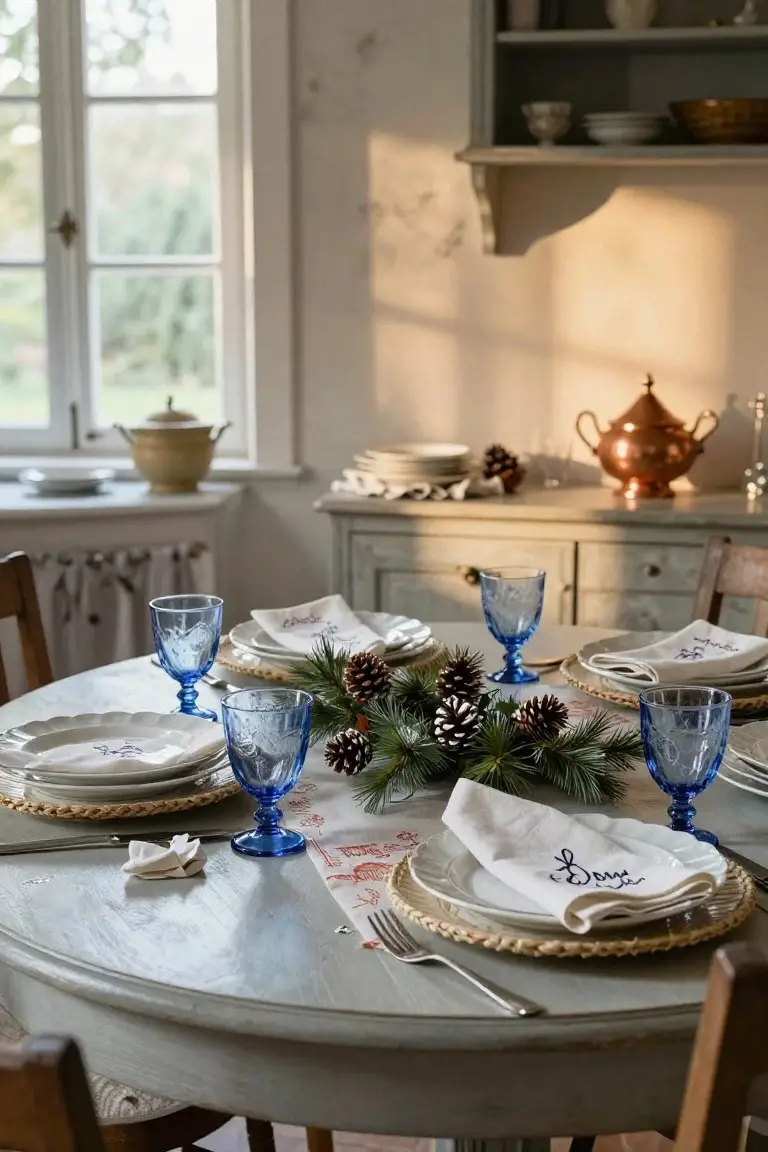 Fresh Pine Branches as Table Runner